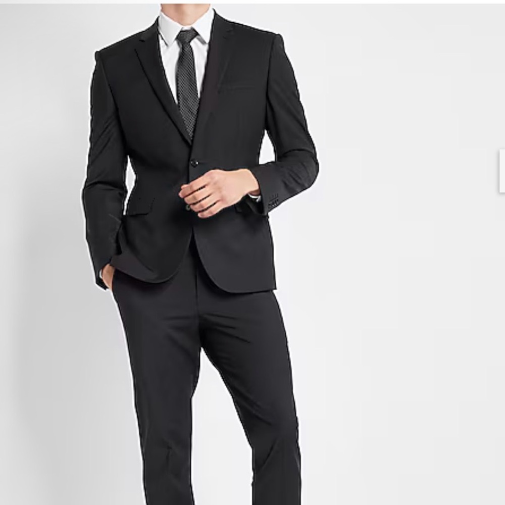 Express Extra Slim Wool Blend Black Suit Jacket and (new with tags) Vest for Men